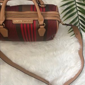 💜 Red and Brown Stripe Duffle Bag